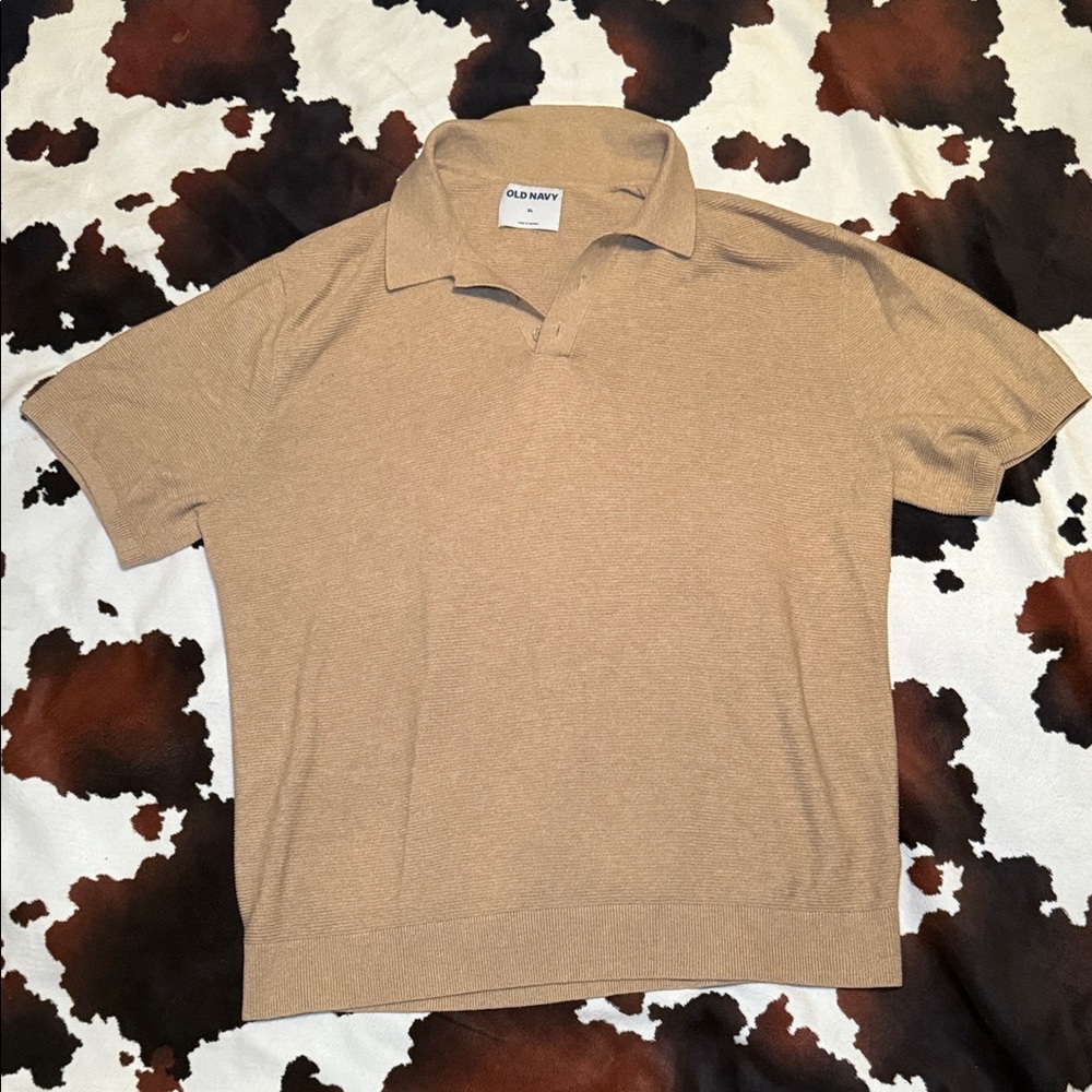 Old Navy Men’s Tan Collared Knit Shirt Size XL